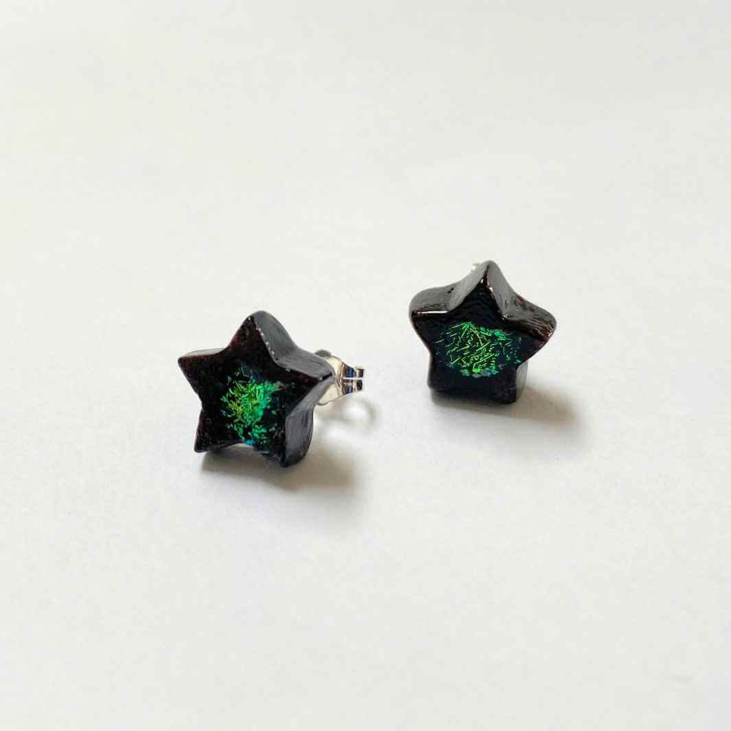 Dichroic glass Star Stud Earrings