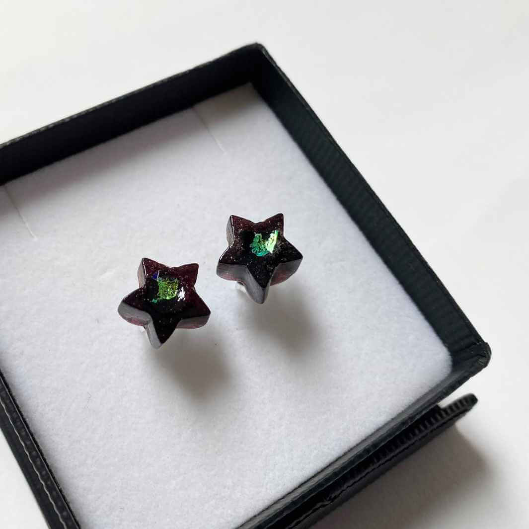Dichroic glass Star Stud Earrings