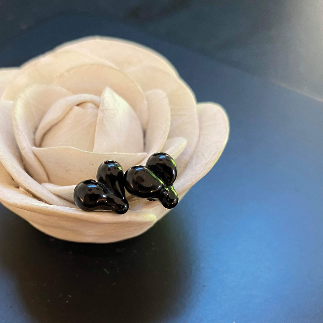 Handmade glass heart stud earrings