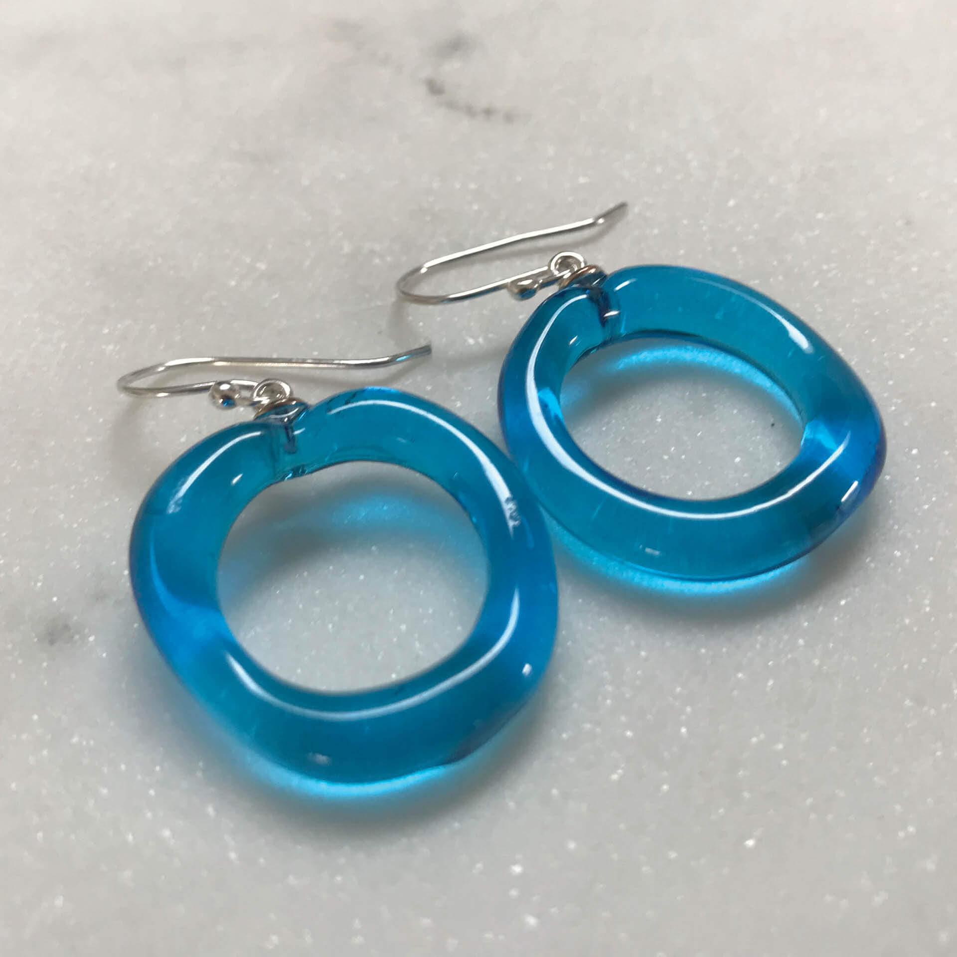 Lampwork Glass Loop Earrings in teal