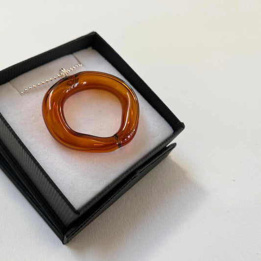 Hollow Loop Pendant | Amber | Wearing Glass