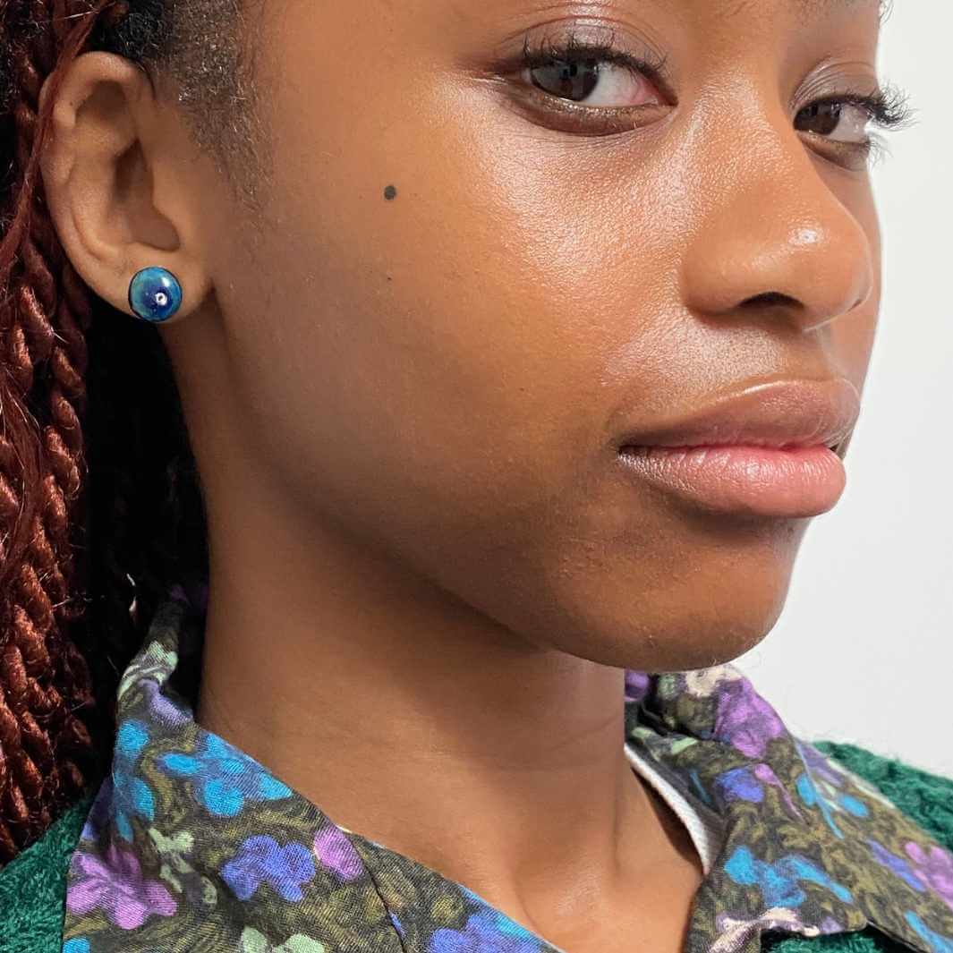 Glass Galaxy Stud Earrings with Cubic Zirconia