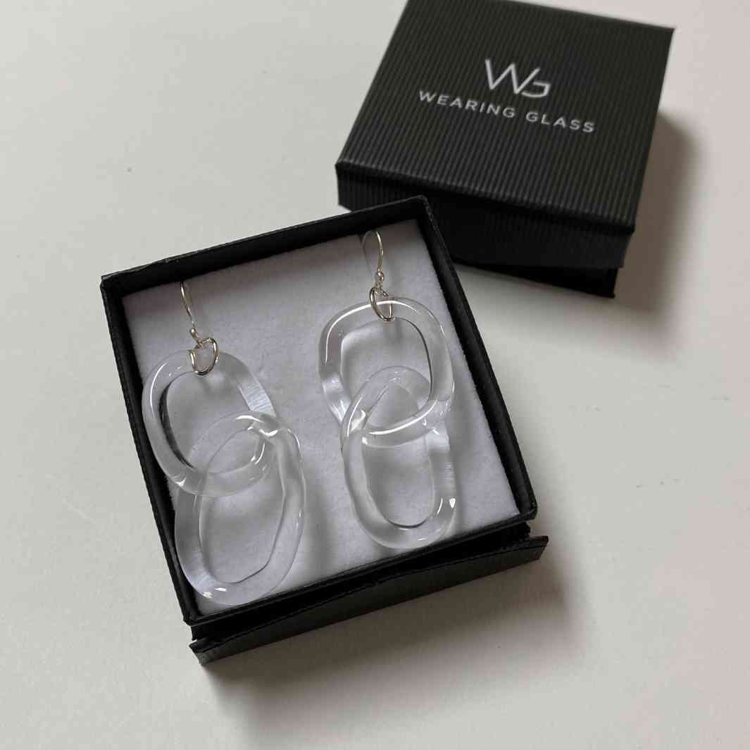 Wearing Glass | Link Earrings | Clear