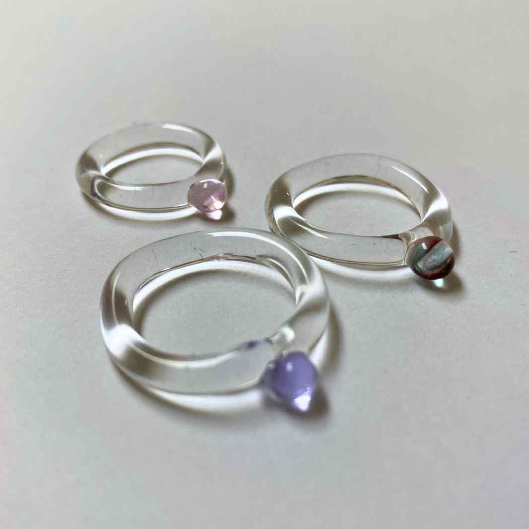 Lampwork glass rings by Wearing Glass.