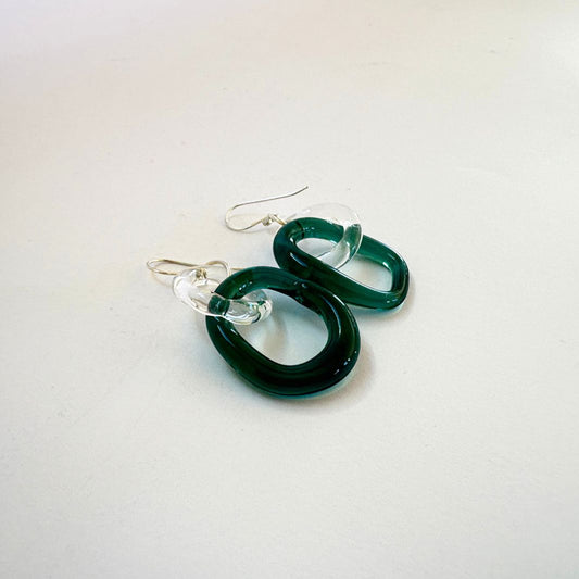 Wearing Glass | Link Earrings | Dark Teal