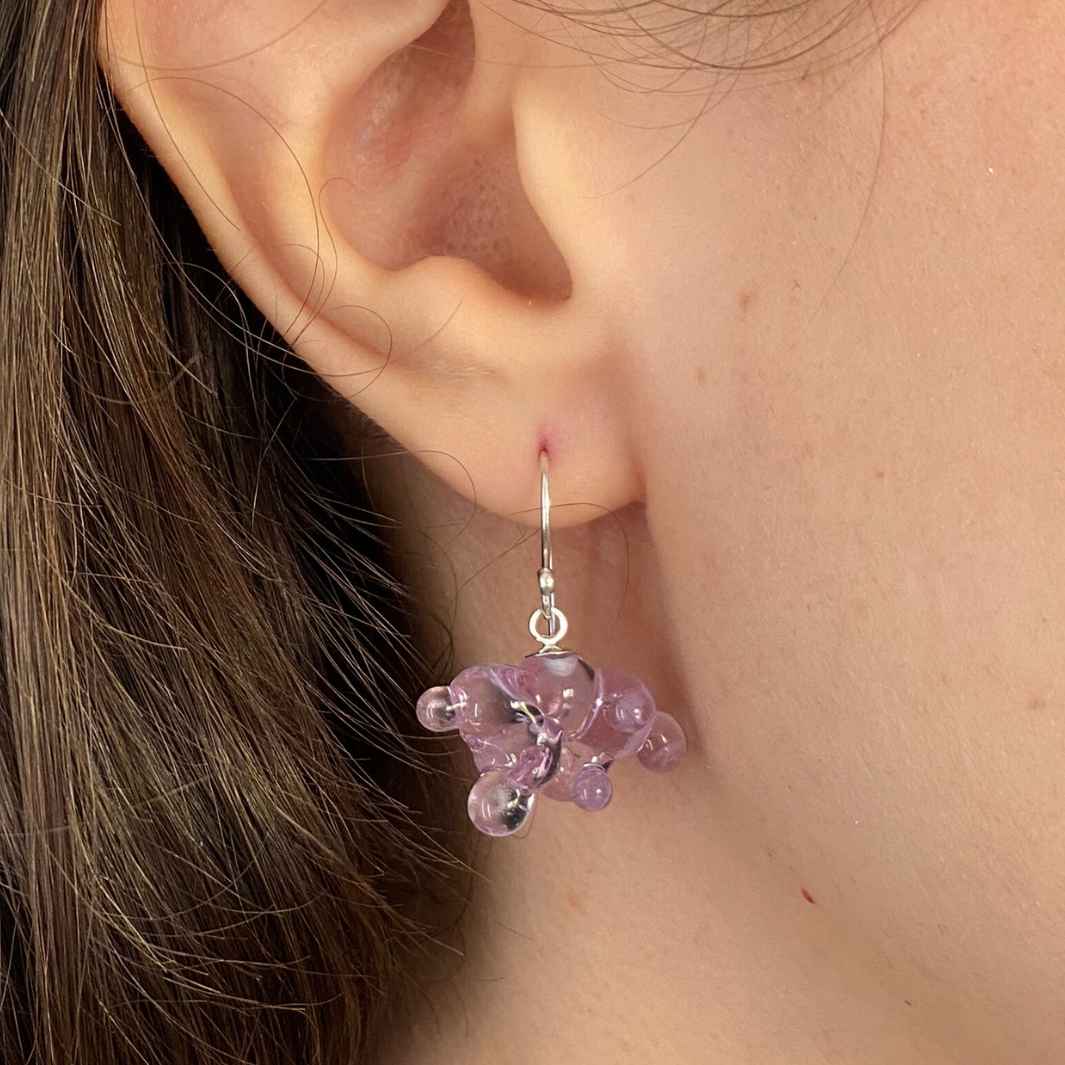 Cloud Earrings | Lilac | Wearing Glass