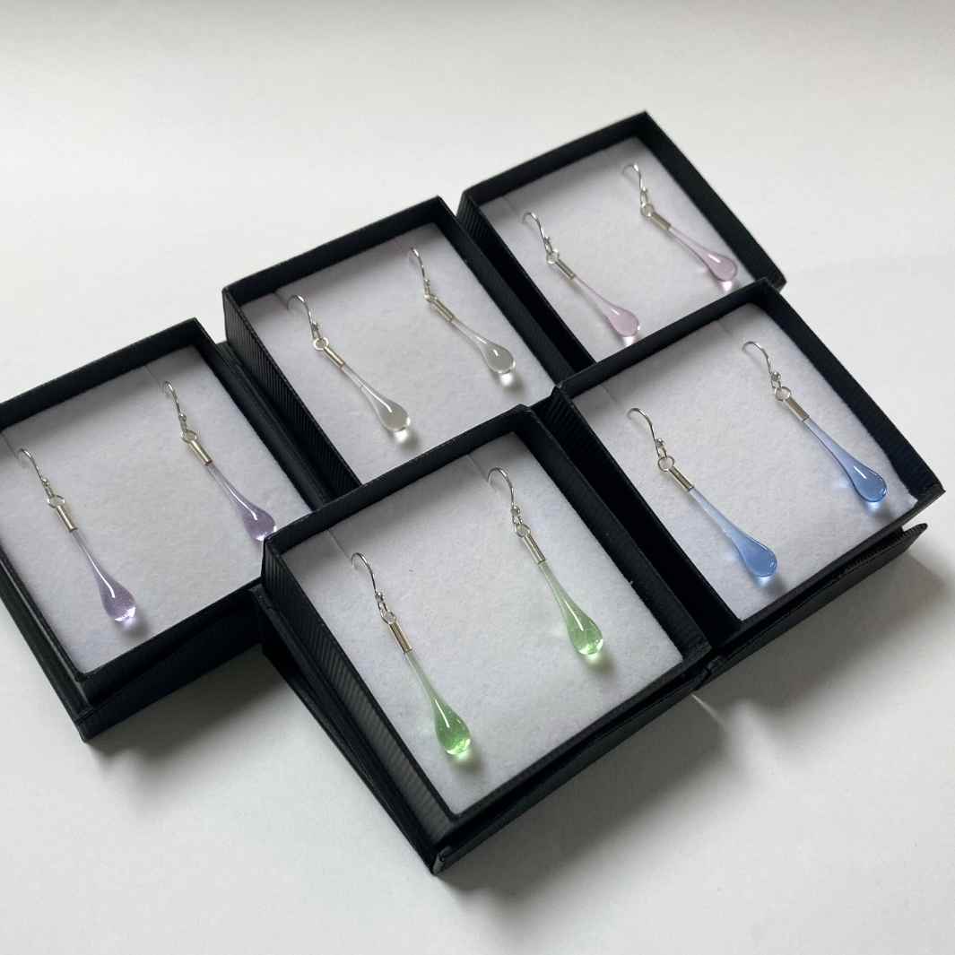 Droplet Earrings | Pastel Colours | Wearing Glass