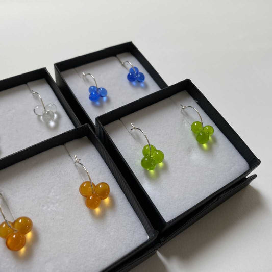 Wearing Glass Bud Hoop Earrings