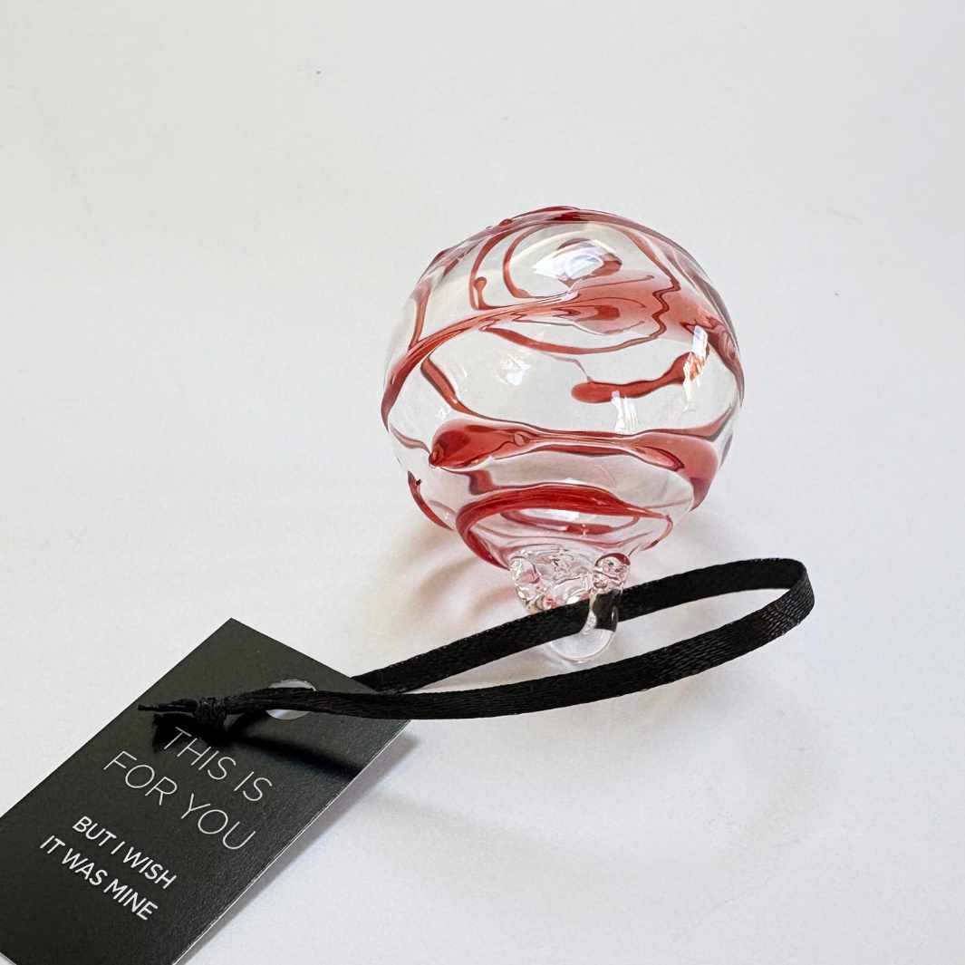 Wearing Glass | Blown glass Christmas Bauble | Red Swirl