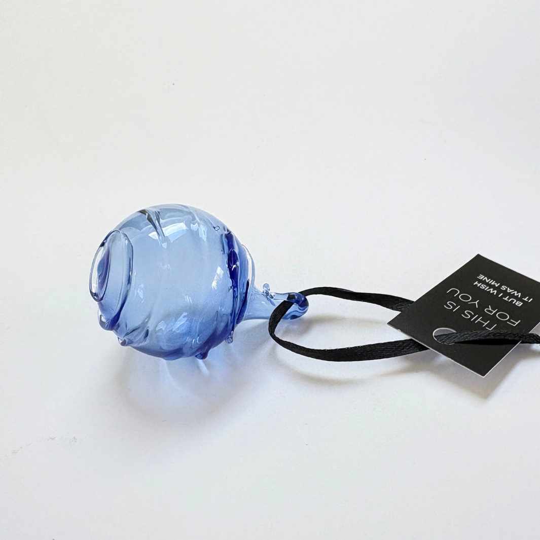 Wearing Glass | Blown glass Christmas Bauble | Sky Blue Swirl