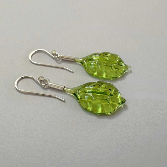 Wearing Glass | Leaf Drop Earrings | Lime