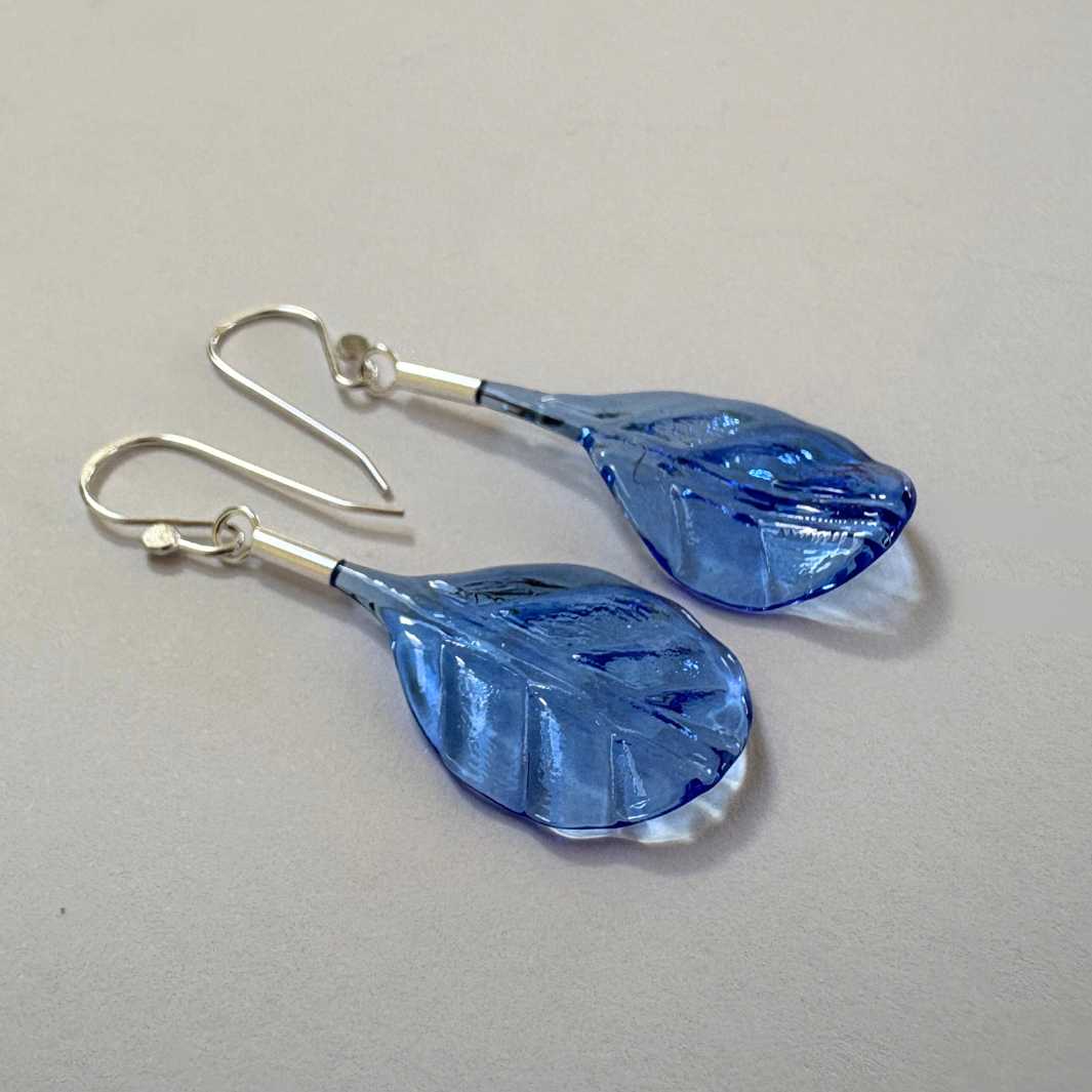 Wearing Glass | Leaf Drop Earrings | sky