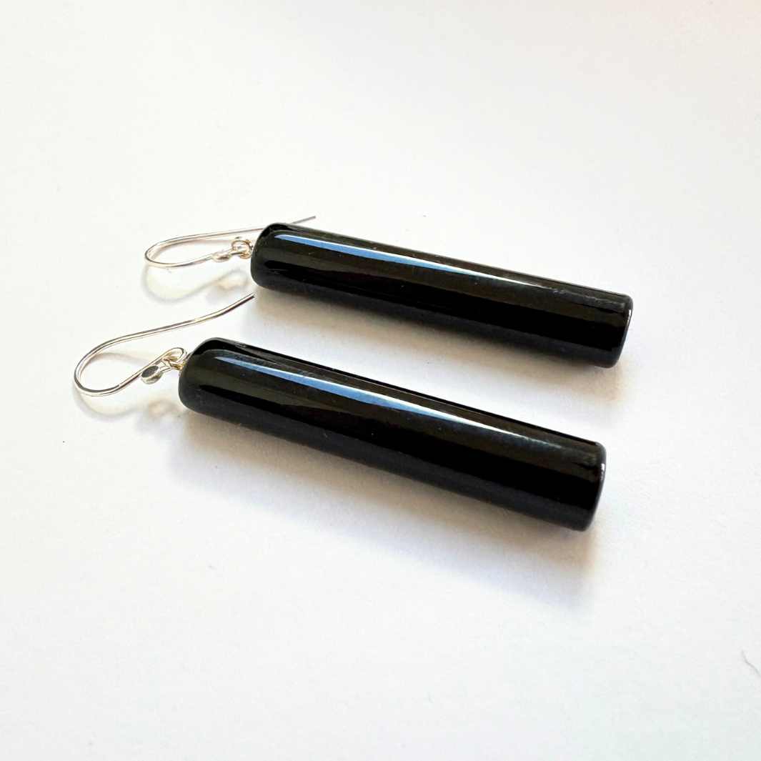 Wearing Glass | Tube Earrings | Black