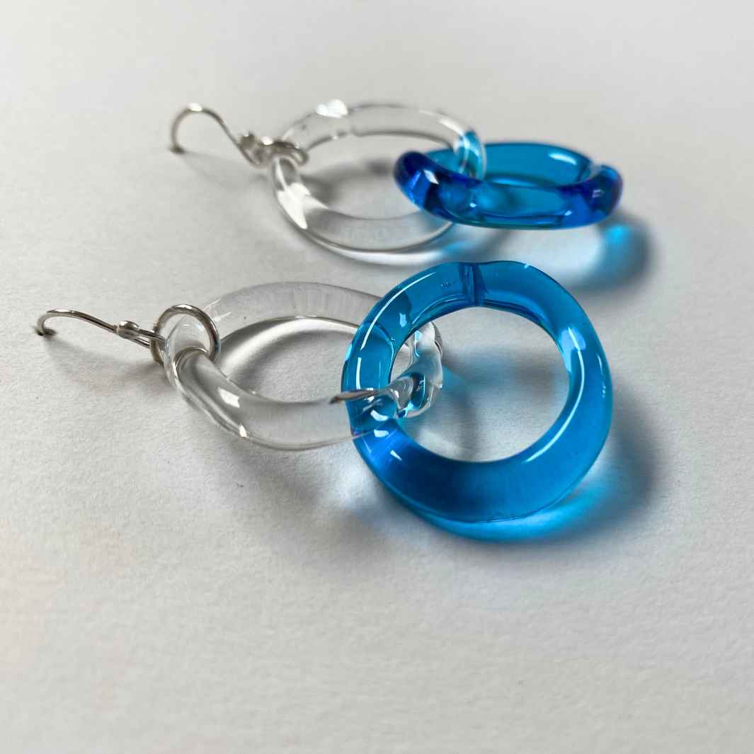 Wearing Glass | Link Earrings | Teal