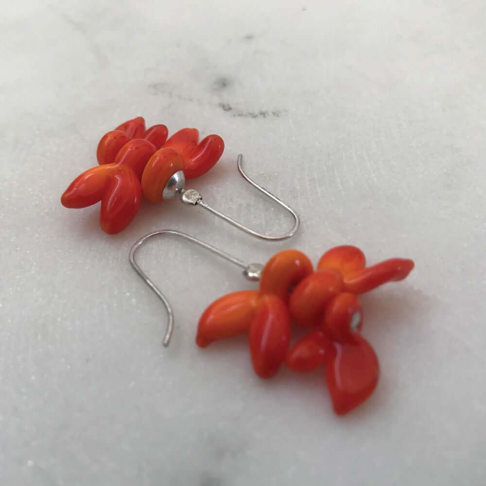 Glass bead flower earrings