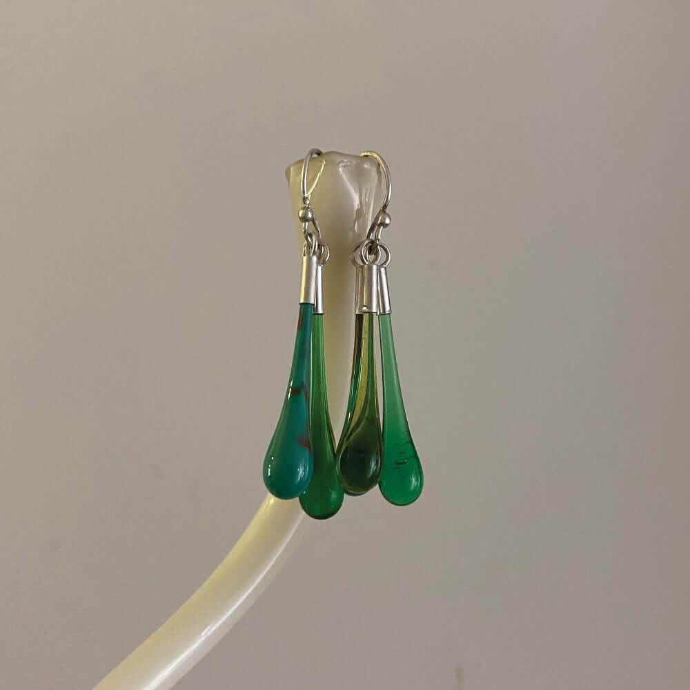 Droplet Cluster Earrings | Green | Wearing Glass