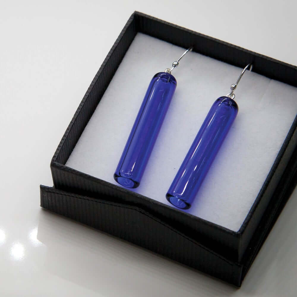 Tube Earrings - Wearing Glass