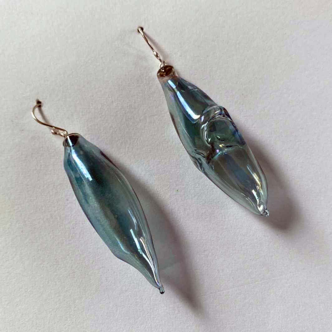 Blown glass lustre earrings