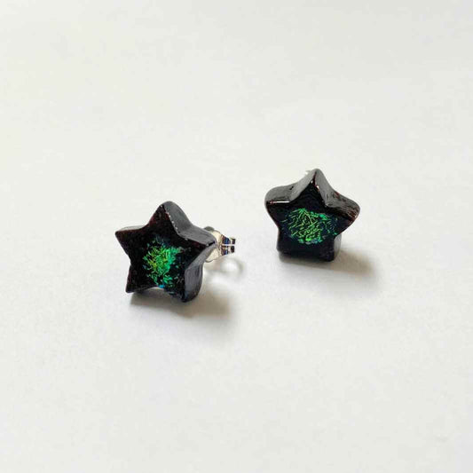 Dichroic glass Star Stud Earrings