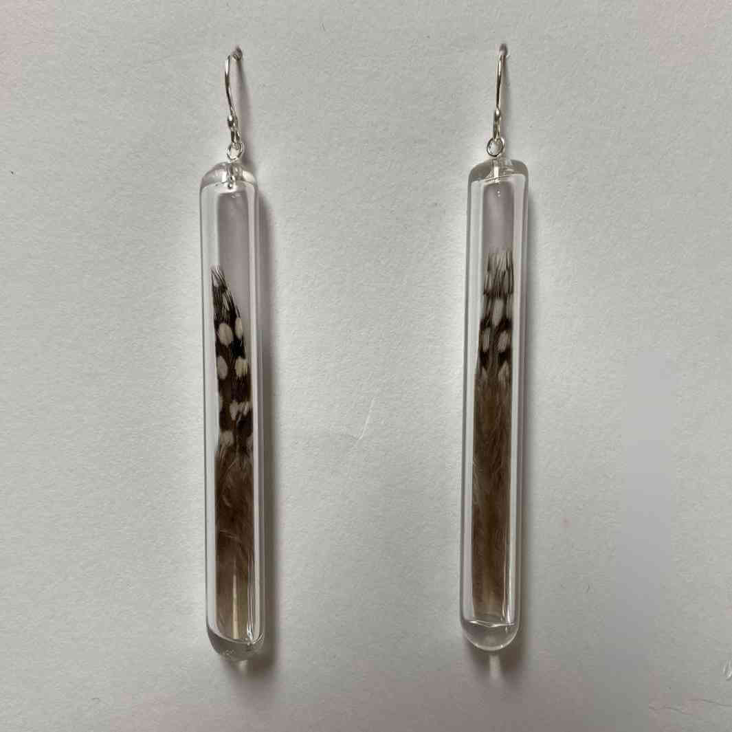 Handmade Glass Feather Earrings