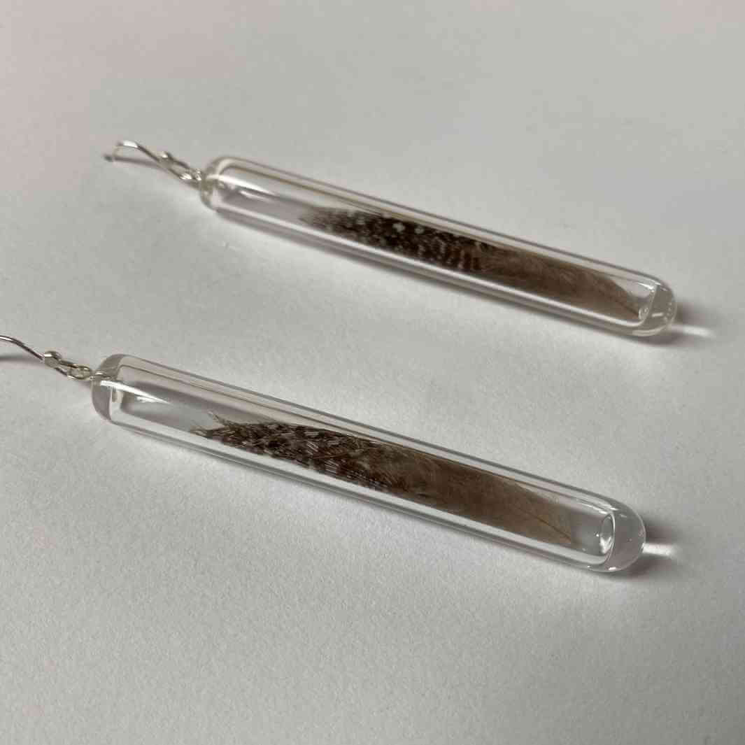 Handmade Glass Feather Earrings