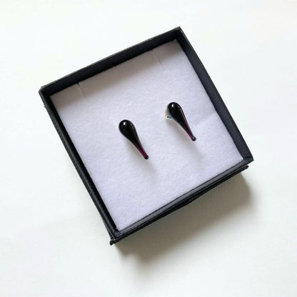 Glass Drip Studs | Black | Wearing Glass