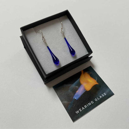 Droplet Earrings | Cobalt | Wearing Glass