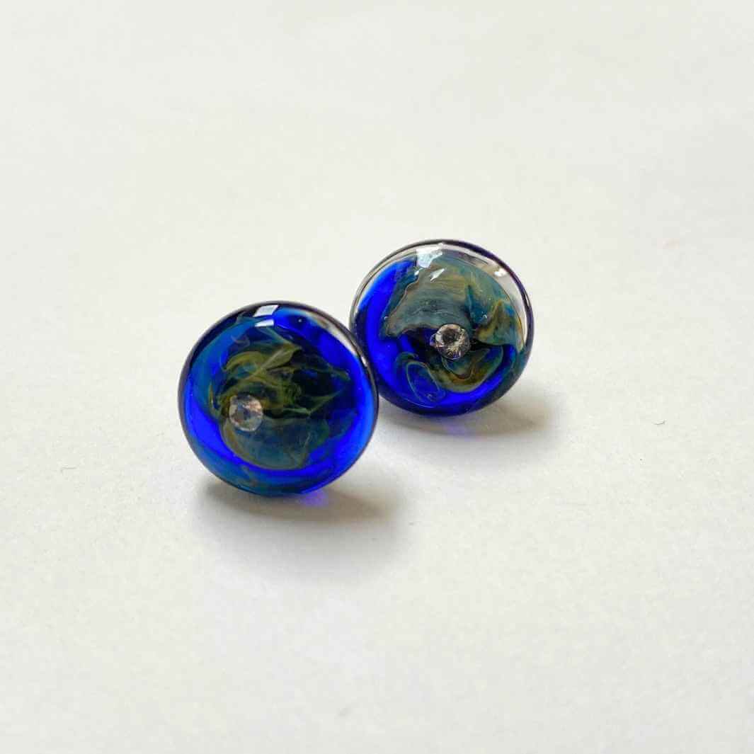 Glass Galaxy Stud Earrings with Cubic Zirconia