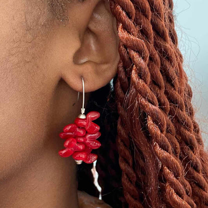 Glass bead flower earrings