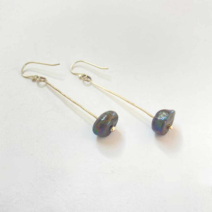 Never the Twain | Hammered Earrings | Black Pearl