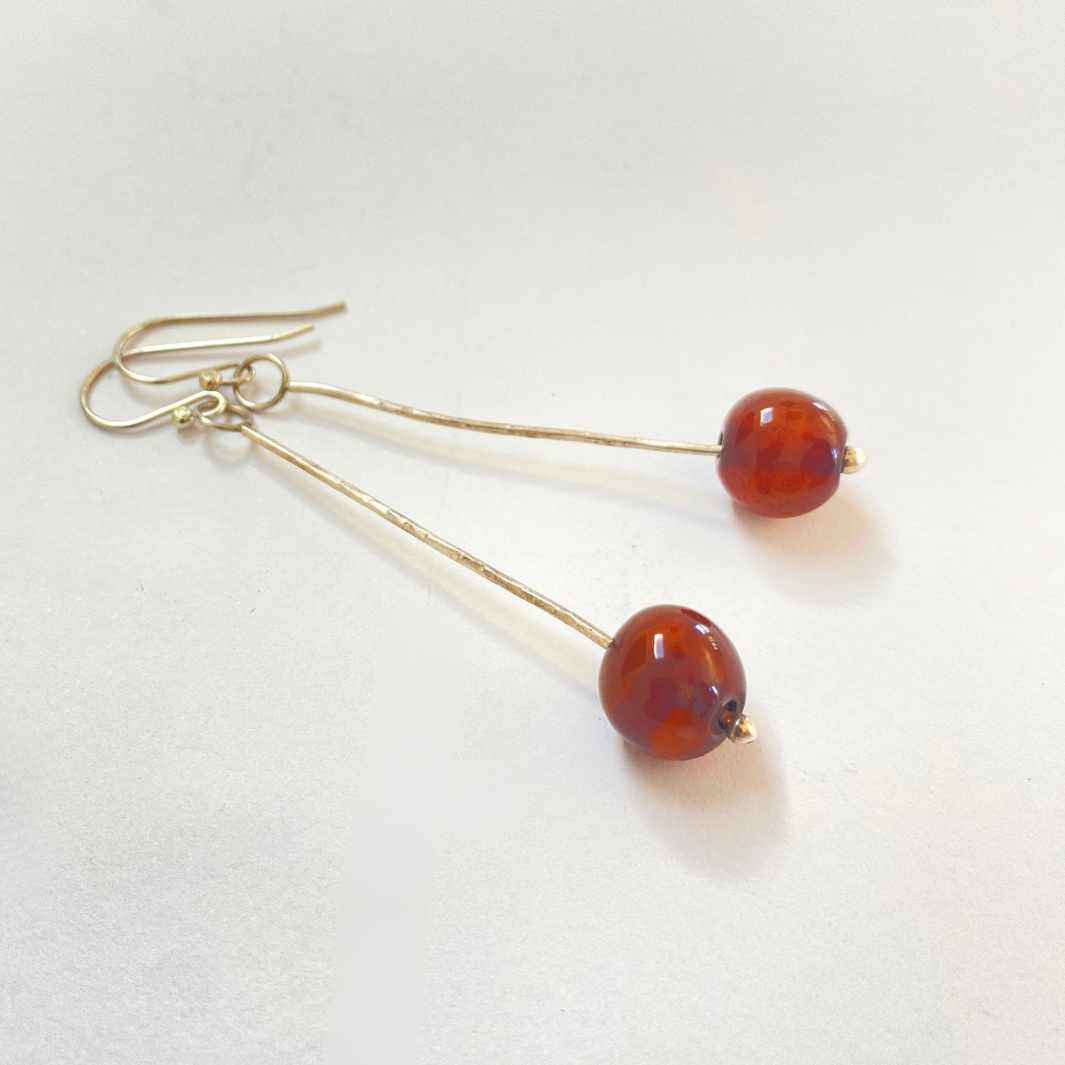 Never the Twain | Hammered Earrings | Carnelian