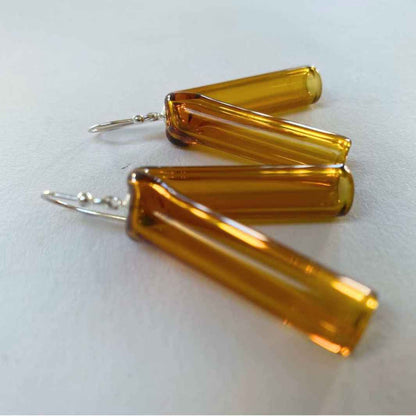 Angle Earrings | Amber | Wearing Glass