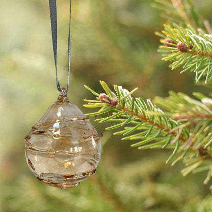 Wearing-Glass-Christmas-Bauble-Amber-Lustre