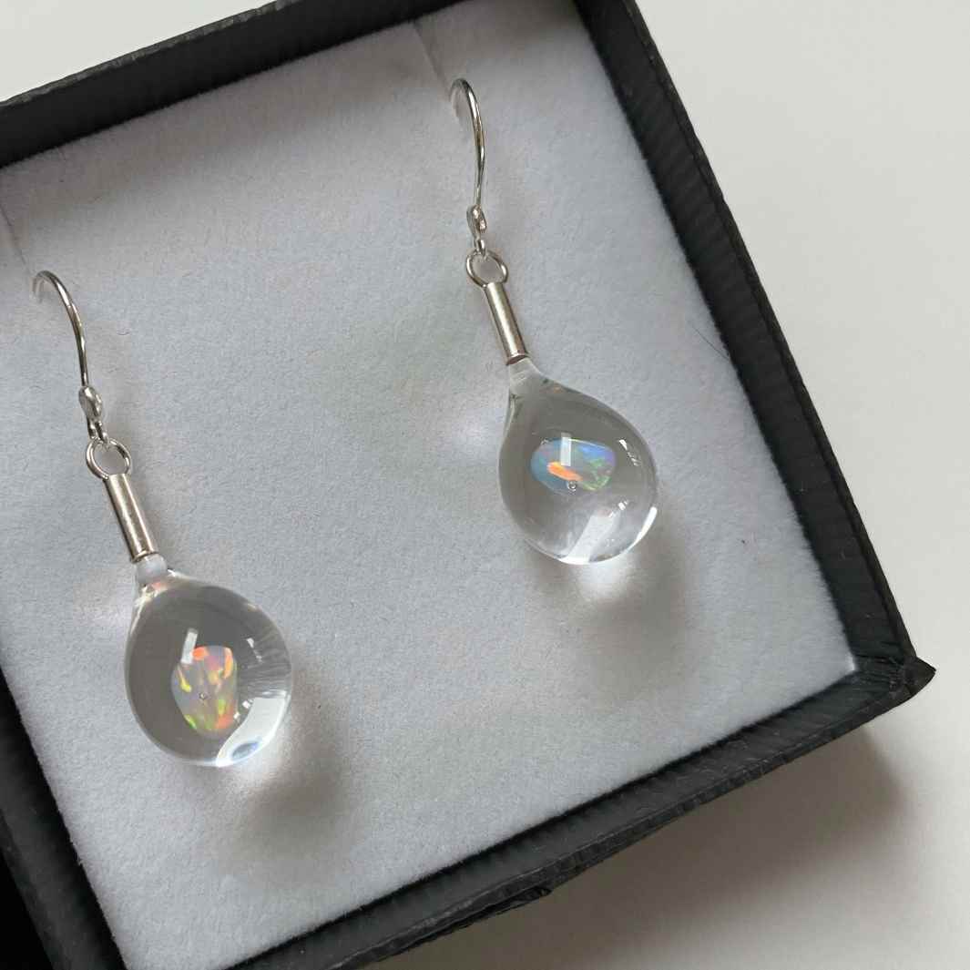 Opal Drop Earrings | Crystal Opal | Wearing Glass