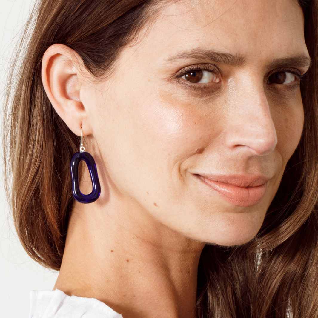 Wearing Glass | Organic Earrings | Cobalt