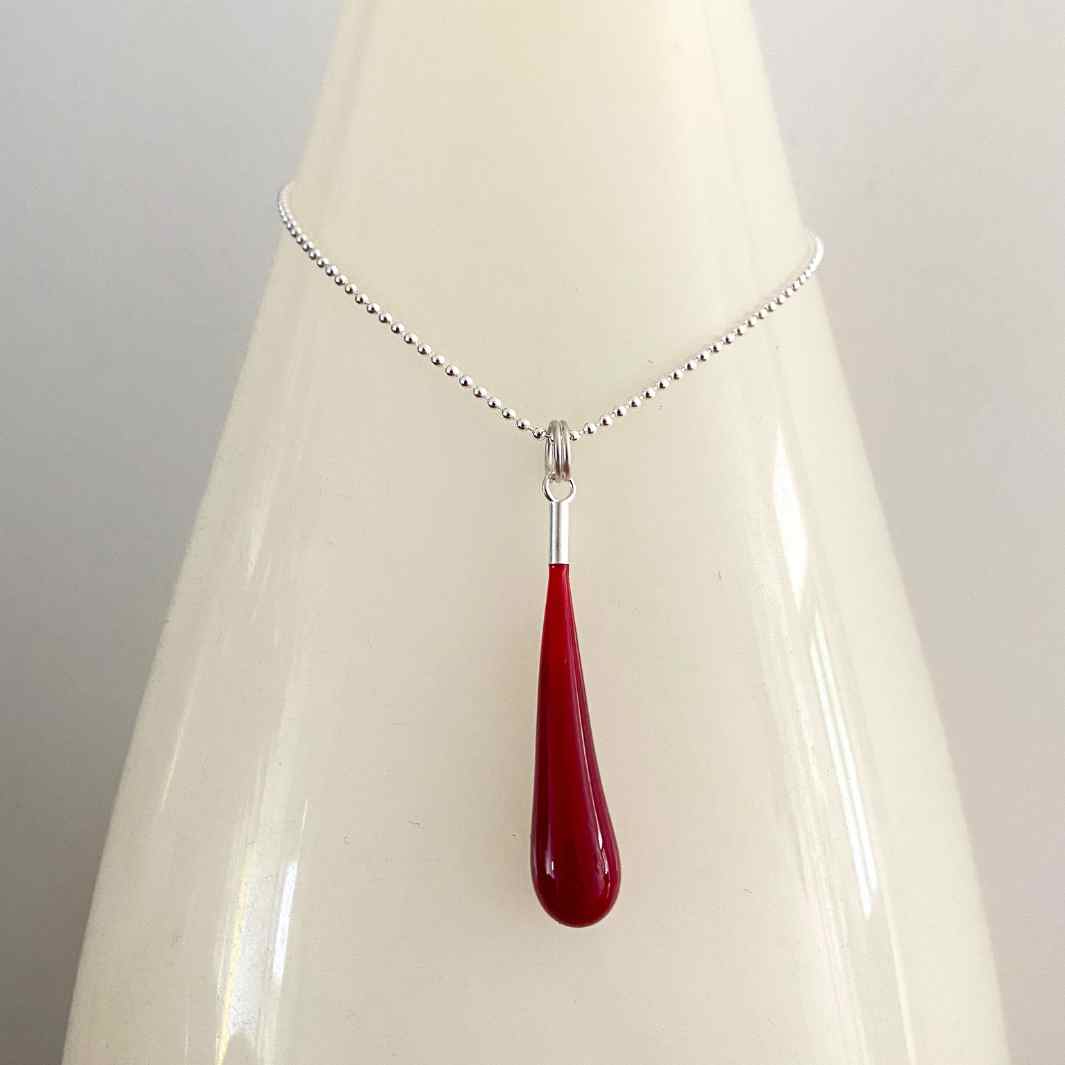 Droplet Necklace | Red | Wearing Glass