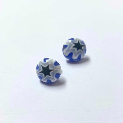 Studio Sale | Blue Murrini Studs | Wearing Glass