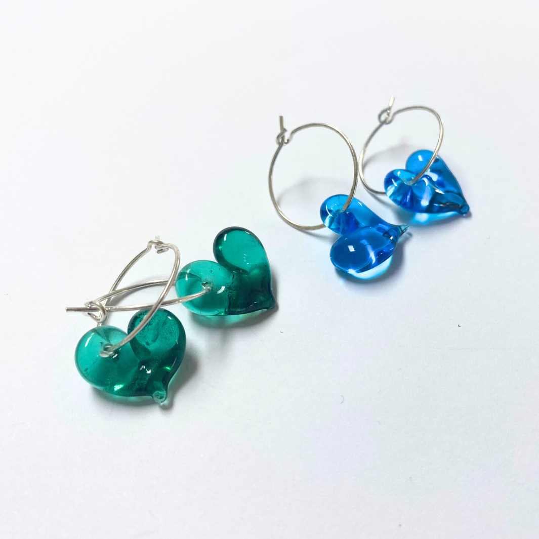 Studio Sale | Heart Hoops | Wearing Glass