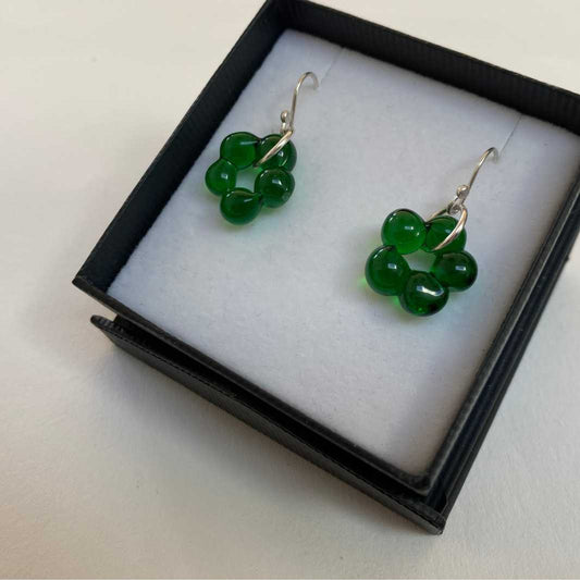 Wearing Glass | Flower Earrings | Green