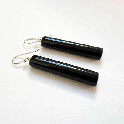 Wearing Glass | Tube Earrings | Black