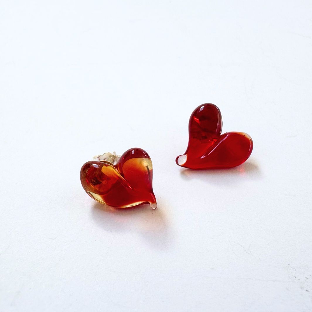 Wearing Glass | Red Heart Studs