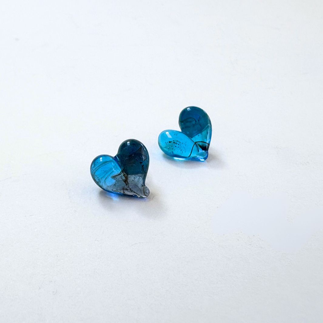 Wearing Glass | Teal Heart Studs