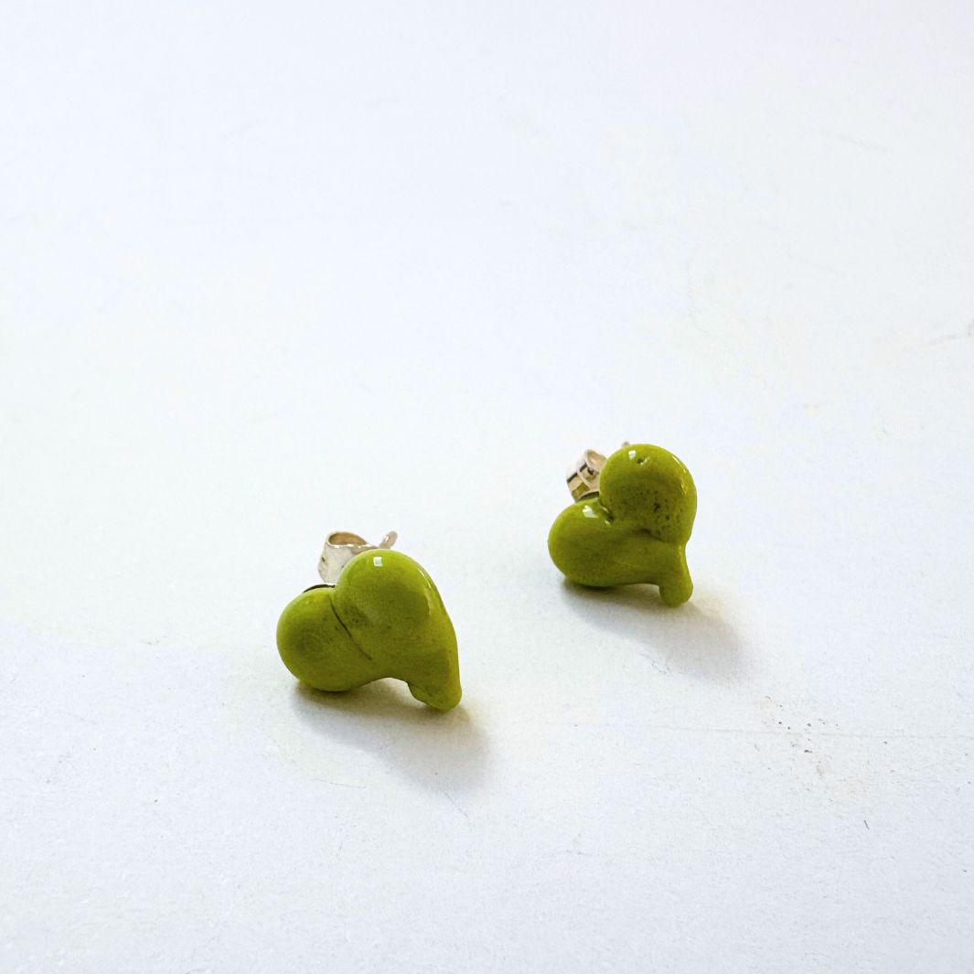 Wearing Glass | Lime Heart Studs