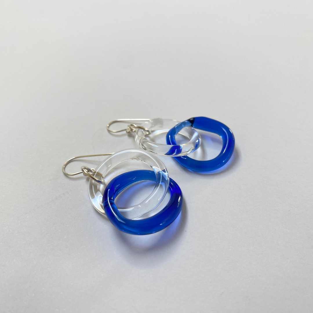 Wearing Glass | Link Earrings | Cobalt