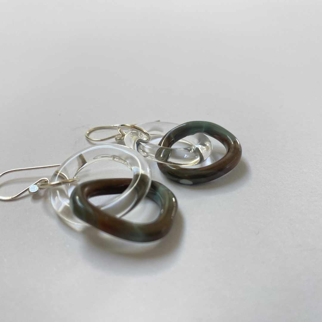 Wearing Glass | Link Earrings | Marbled