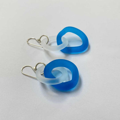 Wearing Glass | Link Earrings | Teal | Sandblasted