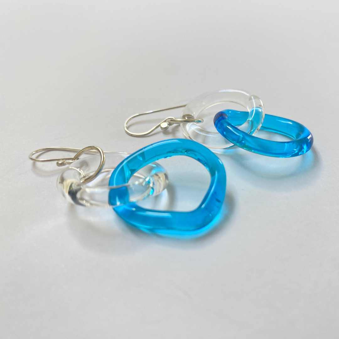 Wearing Glass | Link Earrings | Teal