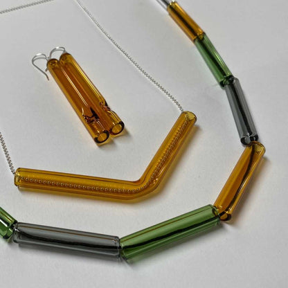 Angle Necklace | Amber | Wearing Glass