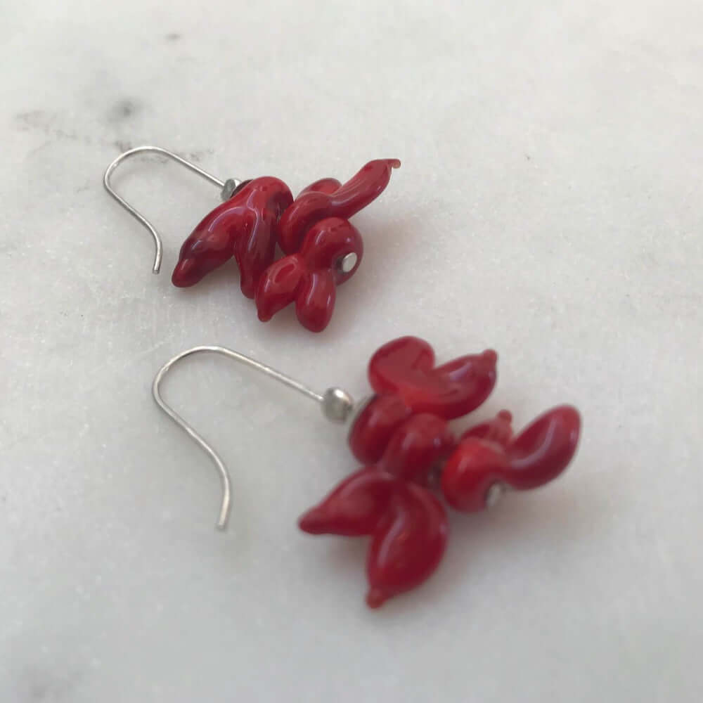 Glass bead flower earrings