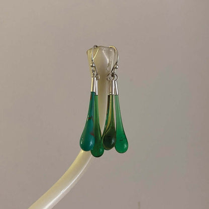 Droplet Cluster Earrings | Green | Wearing Glass